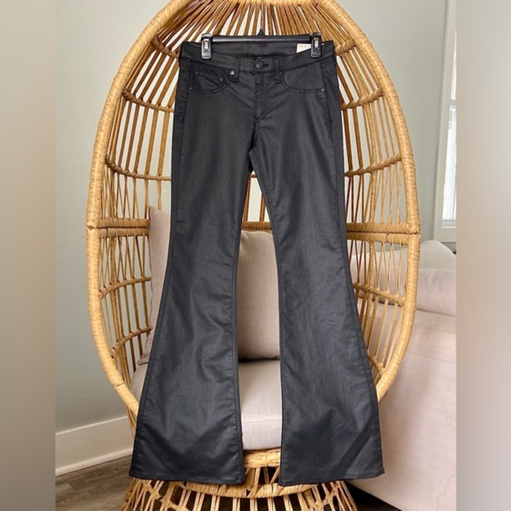 🖤 Rag & Bone Shoreditch Flare Jeans Black Coated Denim Size 29 Premium Quality